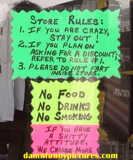 Funny Store Rules  