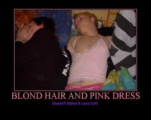 Blonde Hair and Pink Dress