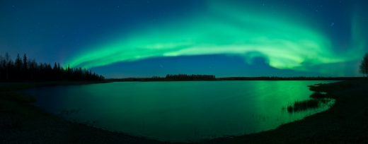 Northern Lights Over Lake