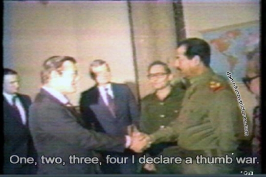 Saddam and Rumsfeld in 1983