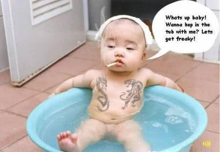 Cool Baby Having A Bath