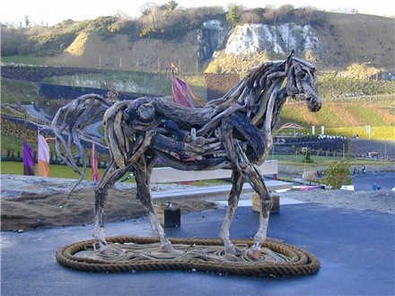 Nature Horses Using Driftwood